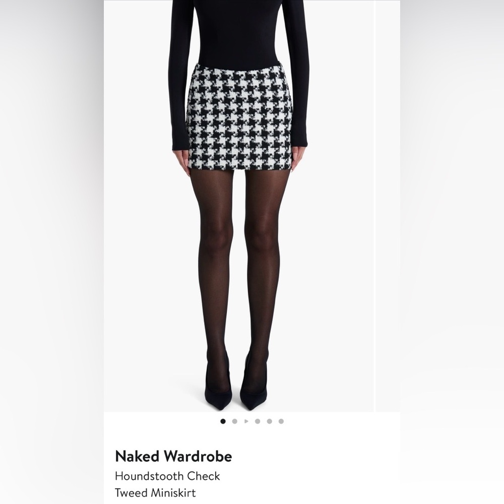 Naked Wardrobe Houndstooth Check Tweed Skirt